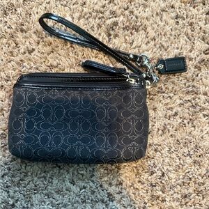 Coach Black Wristlet with Signature Pattern
